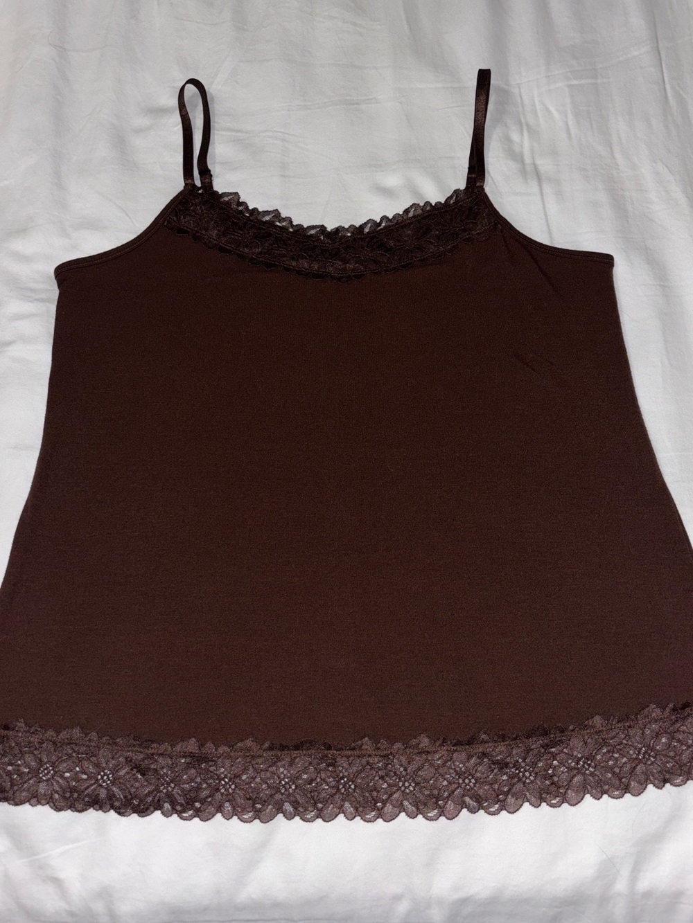 Cacique Brown Lace-Trim Camisole